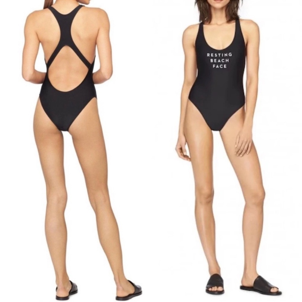 Milly Black One-Piece Swimsuit with Slogan P
